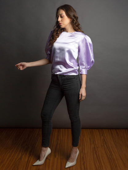 LILAC SATIN TOP