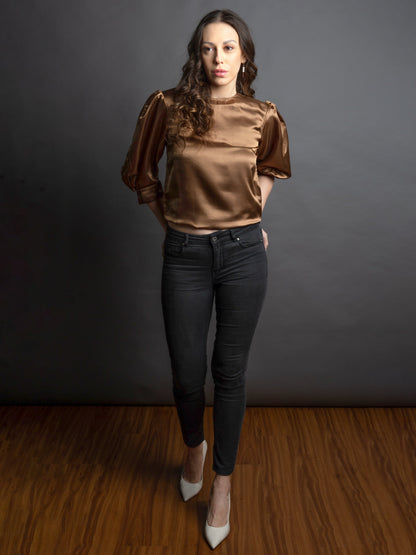 BRONZE SATIN TOP