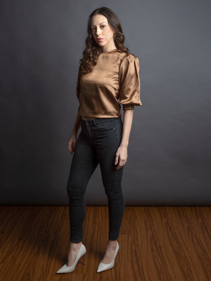 BRONZE SATIN TOP