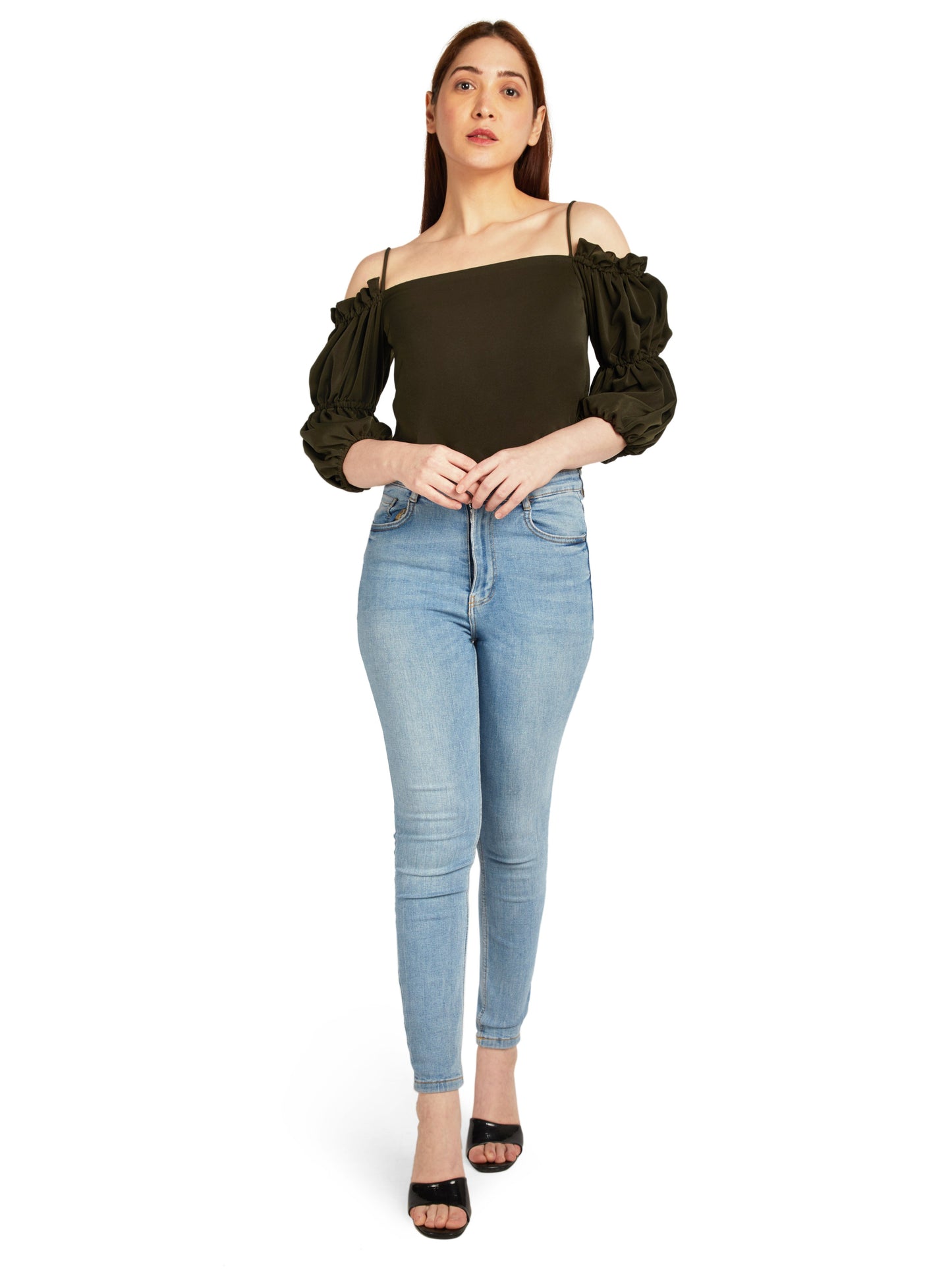 OFF SHOULDER TOP WITH PUFF SLEEVE