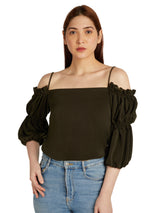 Off Shoulder Top With Puff Sleeve