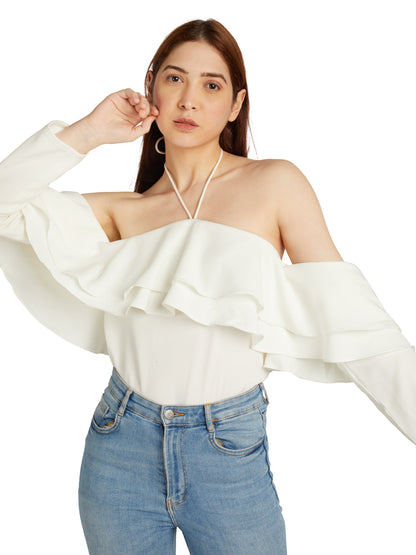 RUFFLE TOP WITH BACK TIE UP