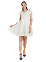 FRONT BUTTON DRESS WITH CAP SLEEVE