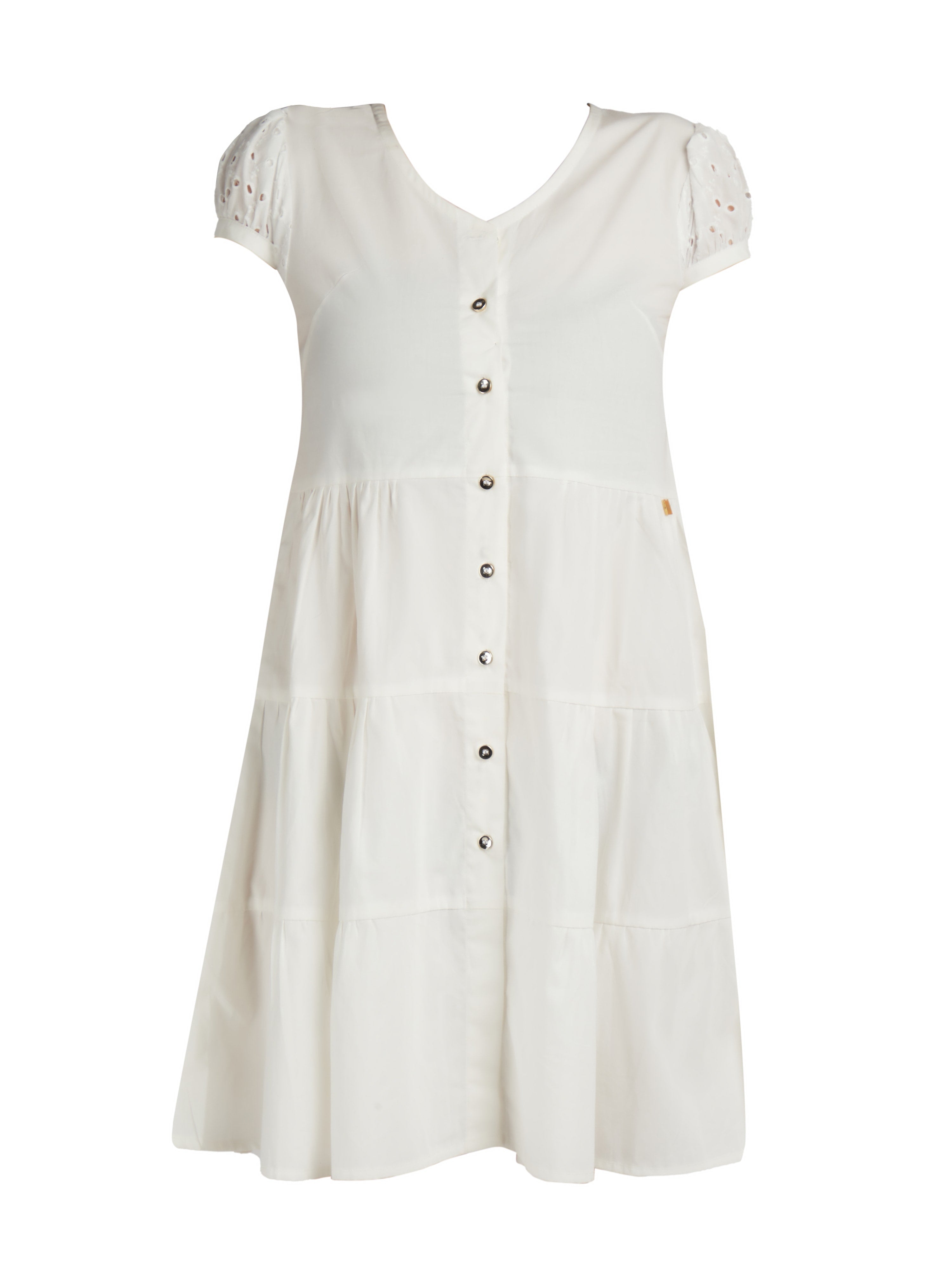 FRONT BUTTON DRESS WITH CAP SLEEVE