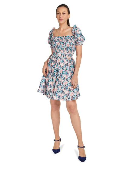 PRINTED RUCHED DRESS