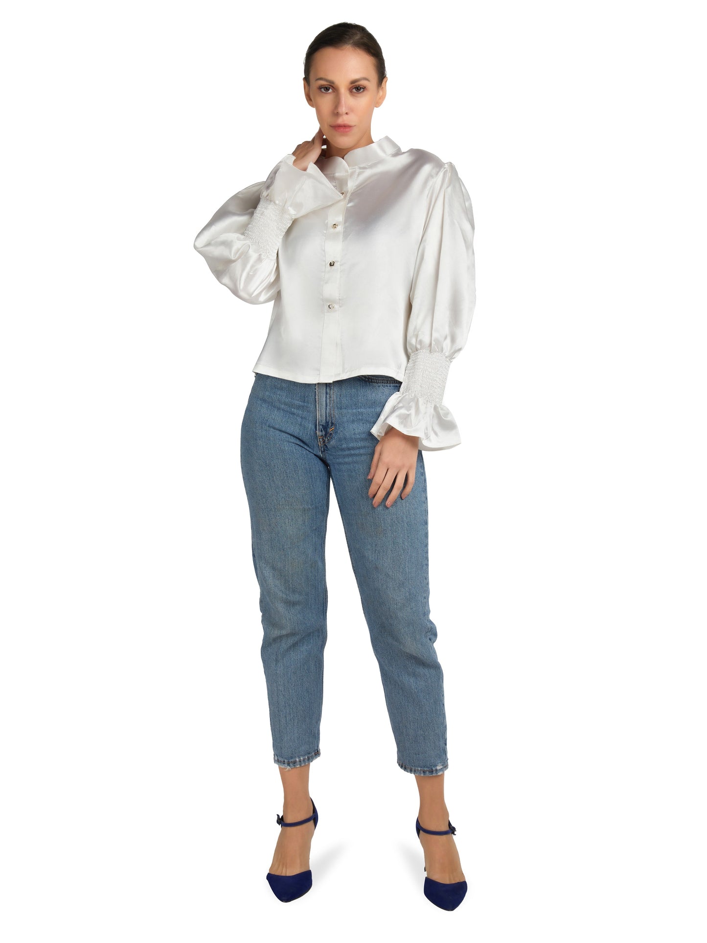 RUCHED SLEEVES TOP