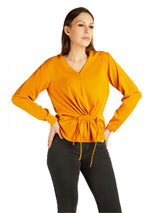 FRONT RUCHED HOODIE TOP
