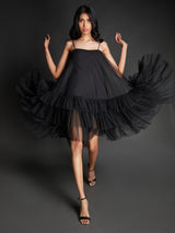 Black Net Ruffle Dress