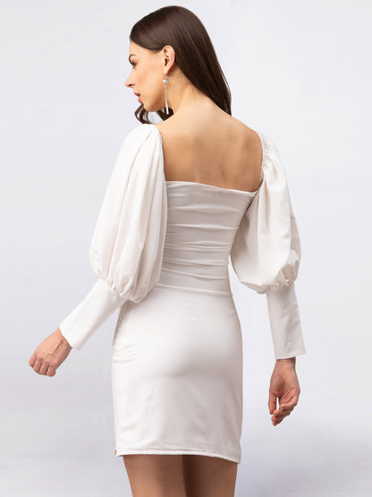 WHITE FITTED DRESS