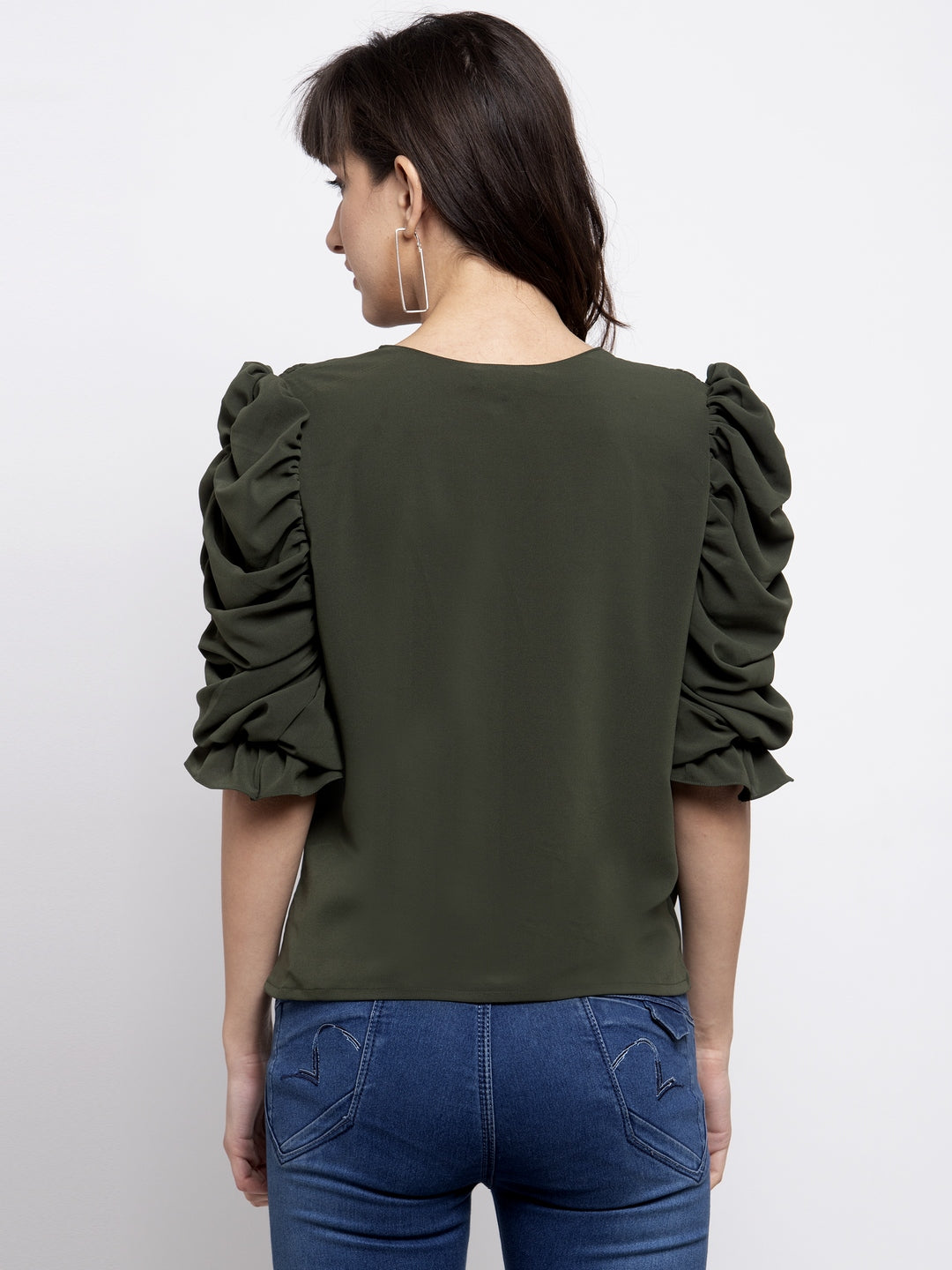 OLIVED GATHER SLEEVE TOP